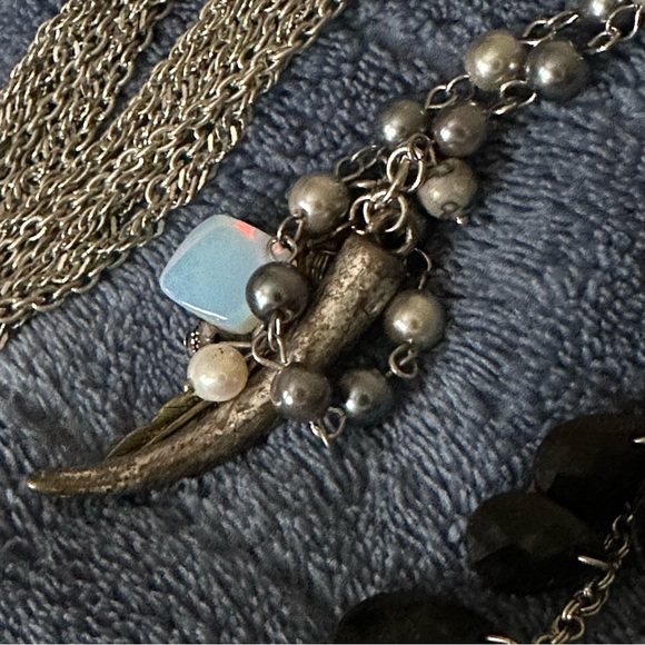 6pc Hearts Black Silver Jewel Necklace Lot - Picture 8 of 10